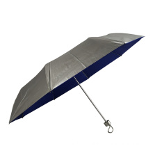 Silver coating ployesterr fabric anti uv aluminum windproof structure 3folding umbrella with logo prints